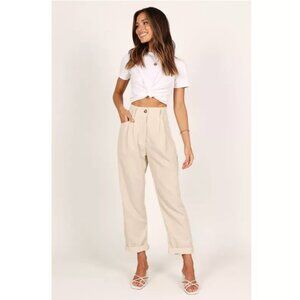 PETAL + PUP Talaren White Cord Cropped Pant – US Size 2